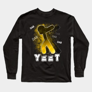 Yeet Dab - Dabbing Trendy Dance Emote Meme - Autumn Fall Kids Teens  - Stickman Yellow Gold Long Sleeve T-Shirt